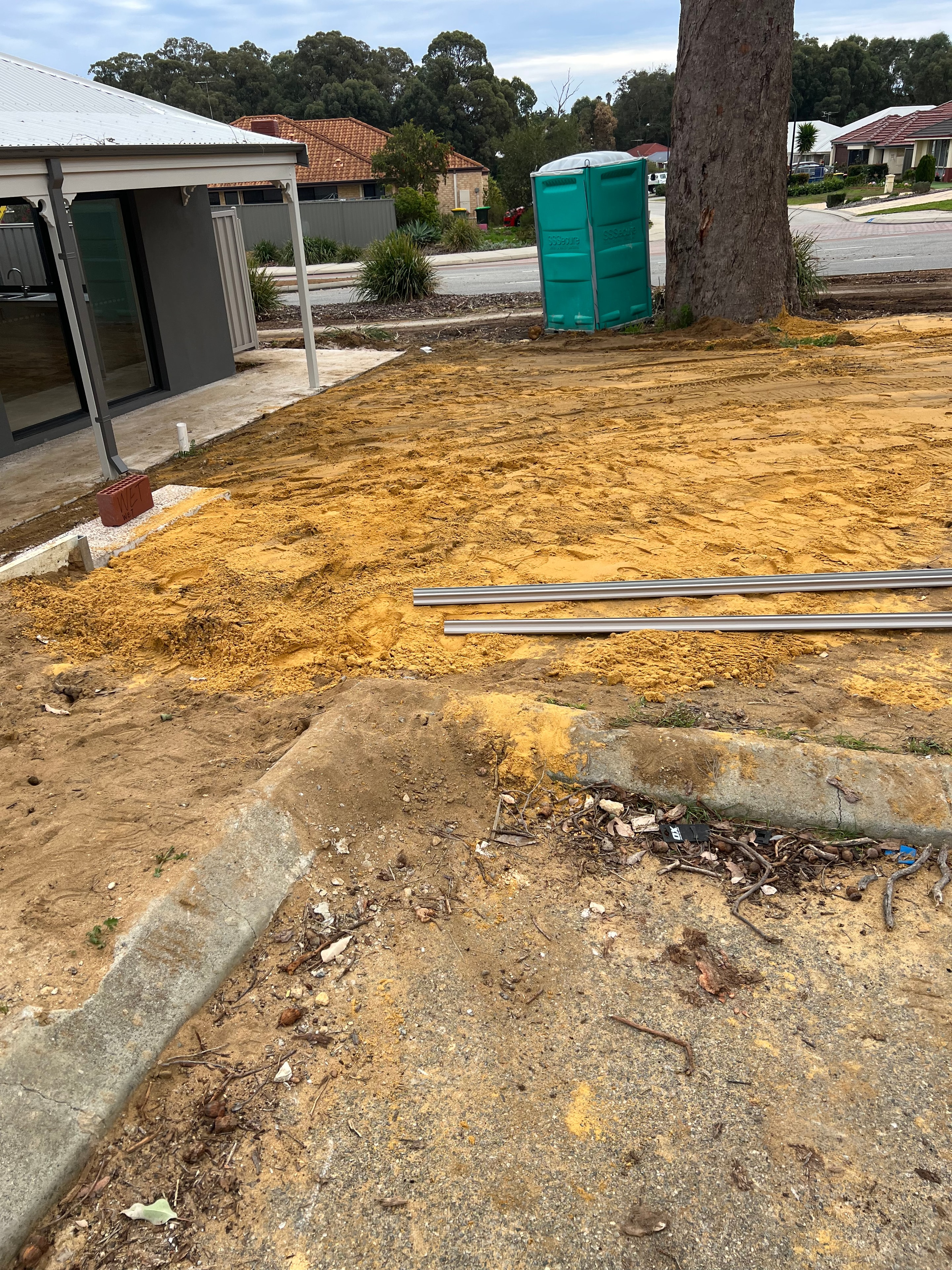 Trailer loaded with materials on a job site