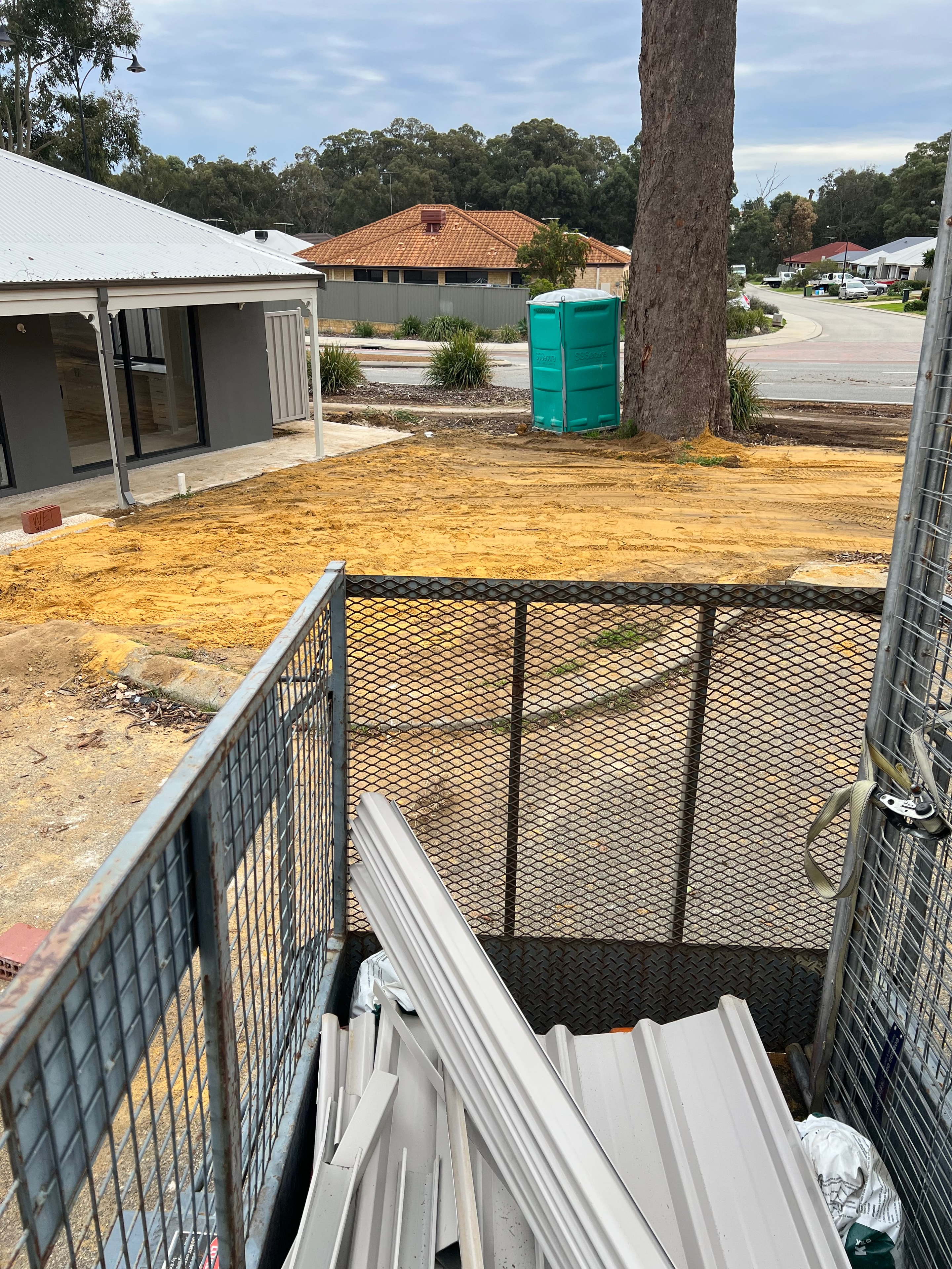 Trailer loaded with materials on a job site